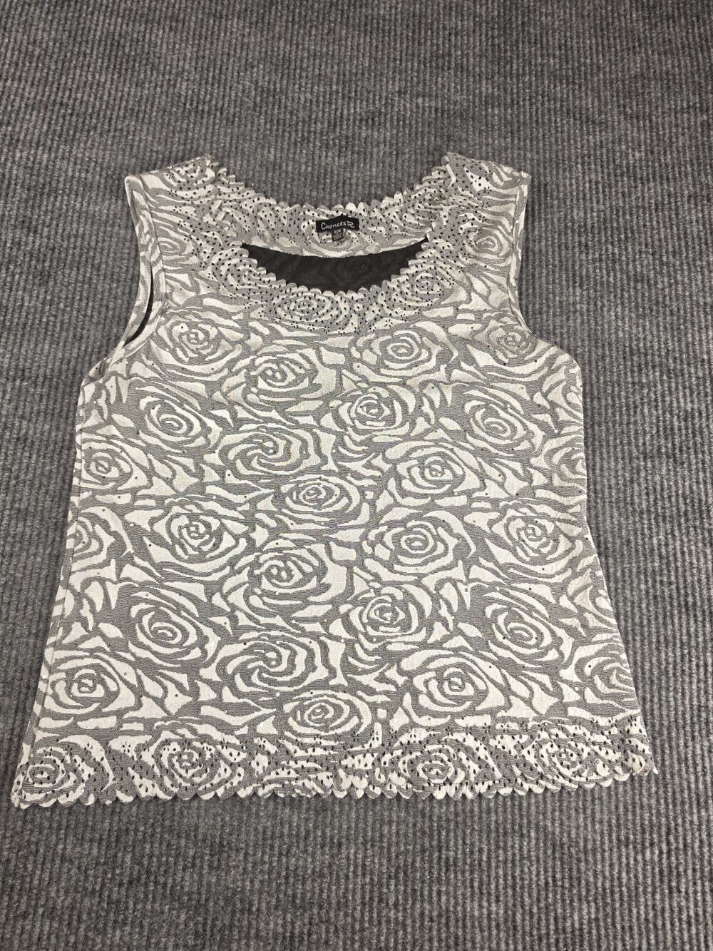 Chances R Blouse Sleeveless Stretchy Silver Gray Size Large